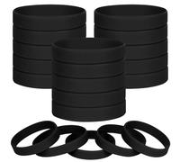 LVNRIDS 100 pièces bracelets en silicone vierges, bracelet élastique en caoutchouc de fête de sport pour Adulte Noir