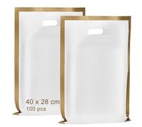 LVNRIDS 100 Pièces Sacs Cadeaux Rose, 40 x 28 cm Sac Cadeau Plastique Réutilisables épais pour Fête, Mariage, Petites Entreprises, Boutiques