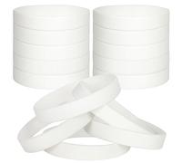 LVNRIDS 30 pièces Bracelets en silicone pour enfants, Bracelet élastique en caoutchouc de fête de sport pour l'école Blanc