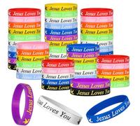 LVNRIDS 40 pièces Bracelets en caoutchouc chrétiens inspirants, bracelets en silicone religieux pour hommes femmes cadeaux d'église en vrac