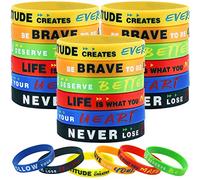 LVNRIDS 48 pièces Bracelets de motivation élastiques en silicone pour le sport, le football, les fêtes, les activités