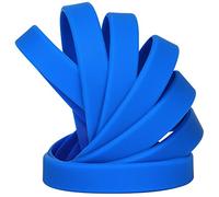LVNRIDS 50 Bracelets en silicone pour enfants et adolescents, 7 inch Longueur Bracelets en caoutchouc élastique pour le sport Cadeaux en vrac les fournitures pour enseignants Décorations de fête Bleu
