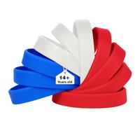 LVNRIDS 50 Pcs Bracelets en Silicone Hommes Femmes, 20.2 cm longueur Sports Caoutchouc élastique Bracelet en silicone pour activités fournitures d’enseignant Fête bleu/rouge/blanc