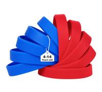 LVNRIDS 50 pièces bracelet en silicone pour enfants, 18cm bracelets en caoutchouc élastiques pour garçons filles école activité fête bleu/rouge