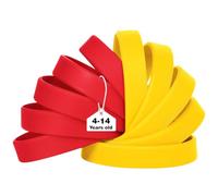 LVNRIDS 50 pièces bracelet en silicone pour enfants, 18cm bracelets en caoutchouc élastiques pour garçons filles école activité fête jaune/rouge
