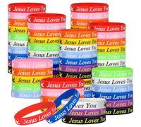 LVNRIDS 50 pièces Bracelets en silicone Chrétiens Inspirants, Bracelets en Caoutchouc Religieux pour Hommes Femmes Cadeaux pour l'église École Noël Pâques