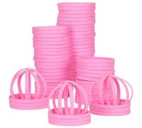 LVNRIDS 50 pièces Bracelets en silicone pour Adultes, 8 inch Bracelets en caoutchouc élastique pour le sport Cadeaux en vrac les fournitures pour enseignants Décorations de fête rose