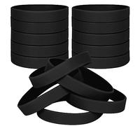 LVNRIDS 50 pièces Bracelets en silicone pour enfants, Bracelet élastique en caoutchouc de fête de sport pour l'école Noir
