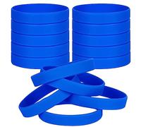 LVNRIDS 50 pièces Bracelets en silicone pour enfants, Bracelet élastique en caoutchouc de fête de sport pour l'école bleu