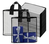LVNRIDS 50 Pièces Sacs Cadeaux Transparents avec Poignées 40x35x10cm Sac Plastique Très Épais - Pour Commerces et Boutiques Noir