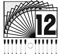 LVNRIDS Lot de 12 pochettes effaçables à sec, Pochette Transparente D'écriture et D'essuyage Réutilisables pour Fournitures de Bureau et D'enseignement, 10 x 14 pouces Chemise Plastique Noir