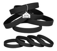 LVNRIDS Lot de 25 bracelets élastiques en silicone noir pour adolescent et enfant, 18 cm de long, bracelets colorés en silicone pour affaires, école, activités, fêtes, événements, festival de musique