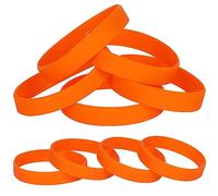 LVNRIDS Lot de 25 bracelets élastiques en silicone orange pour adolescent et enfant, 18 cm de long, bracelets colorés en silicone pour affaires, école, activités, fêtes, événements, festival de
