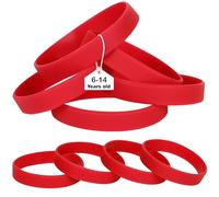 LVNRIDS Lot de 25 bracelets élastiques en silicone rouge pour adolescent et enfant, 18 cm de long, bracelets colorés en silicone pour affaires, école, activités, fêtes, événements, festival de musique