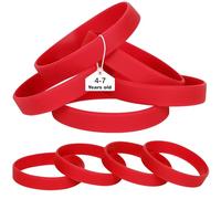 LVNRIDS Lot de 25 bracelets élastiques en silicone rouge pour enfant, 16 cm de long, bracelets colorés en silicone pour affaires, école, activités, fêtes, événements, festival de musique