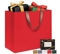 LVNRIDS Sac Cadeau extra larges Rouge, 43 x 13 x 32 cm Lot de 1 Sac Cadeau Extra Grand de Luxe avec poignée et carte, Sacs Cadeaux pour Anniversaire Noël Fête de Mariage Saint-Valentin