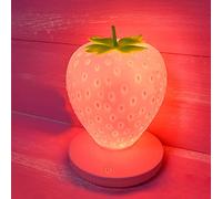 LVOERTUIG Veilleuse en forme de fraise, jolie lampe de chevet à LED en silicone, 3 modes tactiles pour anniversaire, Noël