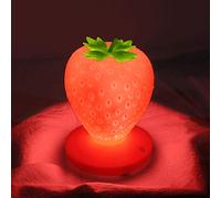 LVOERTUIG Veilleuse en forme de fraise, jolie lampe en forme de fraise en silicone, veilleuse LED, lampe de chevet à changement de couleur, 3 modes tactiles pour anniversaire, Noël