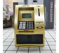 Lvpradior ATM Savings Banque de monnaie numérique, pour enfants, avec carte de débit, enregistrement du mot de passe, reconnaissance des pièces, invite vocale, calculateur d'équilibre (doré)