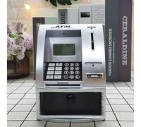 Lvpradior ATM Savings Banque de monnaie numérique, pour enfants, avec carte de débit, enregistrement du mot de passe, reconnaissance des pièces, invite vocale, calculateur d'équilibre, argenté