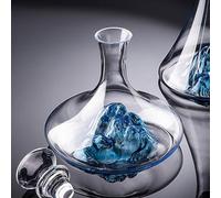 Lvpradior Carafe à vin en cristal de luxe avec cascade bleue Iceberg intégrée, aérateur à vin sans plomb avec bouchon en verre, accessoires pour vin (courte 1,2 l)