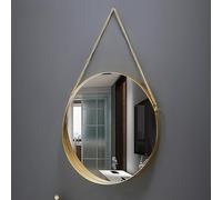 Lvpradior Miroir mural doré avec chaîne, pour salle de bain, douche, à suspendre pour chambre à coucher et hôtels, mur décoratif | Vanité encadrée durable (3 L)