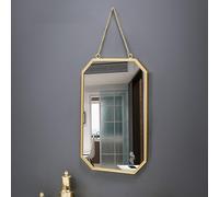Lvpradior Miroir mural doré avec chaîne, pour salle de bain, douche, à suspendre pour chambre à coucher et hôtels, mur décoratif | Vanité encadrée durable (2 L)