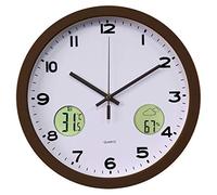 LVPY Horloge Murale sans Fil 30 cm Horloge de Cuisine Horloge Murale Silencieuse avec Affichage de la température Mouvement Sweep Silencieux, Stil - 1, 30 x 30 x 4 cm