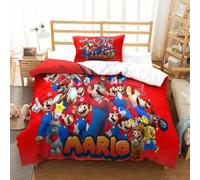 LVSDOEHYO 3D, Imprimé Mario Ensemble De Literie Microfibre Super Douce Et Respirante Housses De Couettes 2 Pièces avec Taies d'oreiller Single（135x200cm）