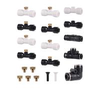 LVSELINGI Buse de pulvérisation en Laiton 0,2/0,3/0,4/0,5 mm, kit Buses d'atomisation for système Refroidissement, Tube 1/4" Basse Pression, buse for Jardin et Cour(0.5mm White Set)