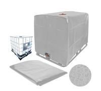 LVSELINGI Couvercle de réservoir d'eau IBC for bac de 275 gallons, Couvercle Anti-algues, raccords de réservoir IBC(Silver)