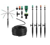LVSELINGI Kit d'arrosage par atomisation 10/15/20 m, Angle de pulvérisation réglable, système Refroidissement Eau d'irrigation Jardin, buse(9555)