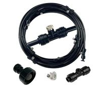 LVSELINGI Kit de système Refroidissement par brumisation d'eau, arroseur d'été, buse en Laiton, Tuyau d'arrosage for Plantes Jardin, Serre, Parc(12M Black)