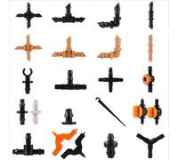 LVSELINGI Raccord d'irrigation Goutte à cannelé 1/4 Pouce, connecteur de Jardin en Y 3 ou 4 Voies for Tuyau 4/7 mm et dérivateur pelouse(Supporting Pile)