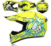 LVSENET Casque De Moto Professionnel, Casque De Motocross Avec Lunettes Gants Masque (4Pcs), Adulte Casque De Cross Moto Sports DH Enduro Off-Road Casque VTT Quad Full-Face Casque Unisexe (Jaune,XL)