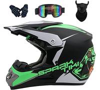 LVSENET Casque Moto Cross Set, Avec Lunettes Gants Masque, Homme Femme DOT Homologué Casque Intégral Moto Enduro Dirt Bike ATV BMX Quad Scooter Casque Pour Adulte Enfant (D,M)