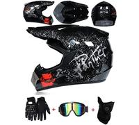 LVSENET Casque VTT Integral, Casque de Motocross Set, Avec Lunettes Gants Masque, Certification DOT, Adulte Enfant Casque Pour Moto BMX Quad Enduro ATV Scooter Femme Homme (A,XL)