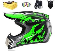 LVSENET Moto Motocross Casques Enfant Et Adulte Set AVT MX Casques Moto De Cross Enfants Quad Bike Vélo De Montagne Avec Gants Lunettes Masques (C,S)