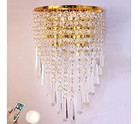 LVSEWOA Appliques murales sans Fil avec télécommande, à Piles, avec éclairage Mural de Luxe en Cristal doré et chromé, pour Salon, Couloir (doré)