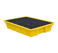 LVSEWOA Bac de rétention pour fûts - Plateforme de rétention en polyéthylène avec Grille pour fûts d'huile et de Produits Chimiques, étanche, 130 x 110 x 30 cm