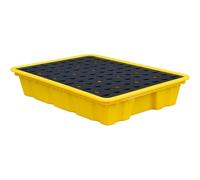 LVSEWOA Bac de rétention pour fûts - Plateforme de rétention en polyéthylène avec Grille pour fûts d'huile et de Produits Chimiques, étanche, 130 x 110 x 30 cm