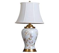 LVSEWOA Lampe de Chevet en céramique Blanche, Abat-Jour en Tissu Palace, culot E27 Peint, idéale pour Une Chambre à Coucher, Un Salon ou Un Bureau. Décoration pour la Maison ou Le séjour.