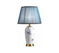 LVSEWOA Lampe de Table Chinoise en céramique, Pot Peint à l'encre Bleue, Lampe de Chevet Vintage Blanche pour Salon, Chambre, Bureau ou école