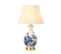 LVSEWOA Lampe de Table en céramique Bleue et Blanche de 66 cm (26 Pouces), Style Chinoiserie Traditionnel, Peinte à la Main, idéale pour Une Chambre, Un Salon ou Un Bureau.