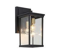 LVSEWOA Lanterne Murale d'extérieur en Verre Transparent, 1 Ampoule, Applique Murale extérieure Noire, luminaires, Applique Murale étanche en Aluminium, homologuée ETL