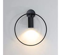 LVSEWOA LED Wall Modern Indoor Lighting Fixture for Bedroom Loft Porch Aisle,Adjustable Angle Metal Wall Lamp Sconce with Bulb,Black,28Cm Warm Light