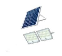 LVSEWOA Projecteur Solaire LED extérieur à 2 têtes, éclairage de Jardin, Panneau Solaire étanche IP67, Super Lumineux, télécommande, Applique Murale (500 W en Aluminium)