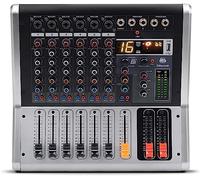LVSEWOA Tables de mixage de Studio, mixeurs en Direct Console de mixage 6 canaux avec commutateur Mute et PFL Enregistrement Bluetooth Effet DSP 3 Bandes 16 Mixeur Audio USB Professionnel Mixeur DJ
