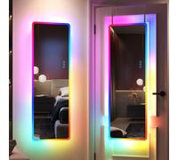 LVSOMT Miroirs Muraux avec éclairage, LED miroir porte, RVB miroir chambre mural, miroir porte suspendu, long miroir pour porte, rectangulaire miroir entree, Convient salons, chambres, couloirs, bains