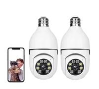 lvssiao Lot de 2 caméras IP Camara avec ampoule E27, PTZ à 360 degrés, caméra WiFi extérieure avec vision nocturne en couleur, détection de mouvement, audio bidirectionnel